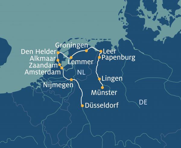 Flusskreuzfahrt ab Amsterdam bis Münster an Bord der Thurgau Saxonia
